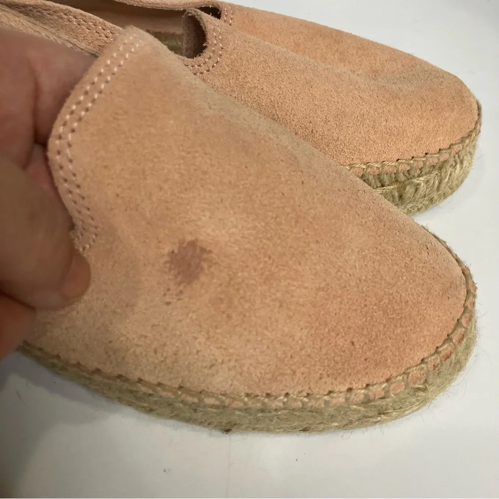 Manebi Hamptons platform espadrille slip on shoes suede womens size 38 peach tan